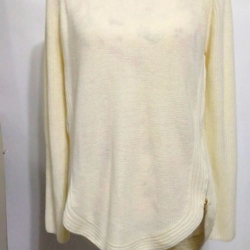 I N C Women's Side Zip Knit Sweater Size Medium Buttercream